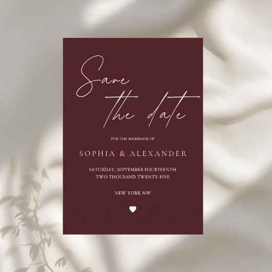 Modern Burgundy Save the Date Einladung