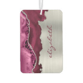 Modern Burgundy Silver Agate Metallic Autolufterfrischer (Rückseite)