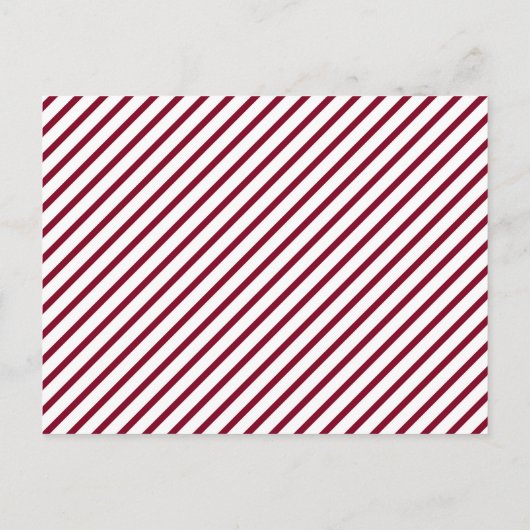 Modern Burgundy Stripes Frohe Weihnachten Postkarte (Rückseite)
