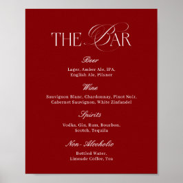 Modern Burgundy Wedding Bar Poster