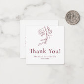Modern Burgundy Wedding Budget Thank You Mitteilungskarte (Vorderseite/Rückseite Beispiel)