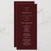 Modern Burgundy Wedding Ceremony Program | Menükarte (Vorne/Hinten)
