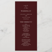 Modern Burgundy Wedding Ceremony Program | Menükarte (Vorderseite)