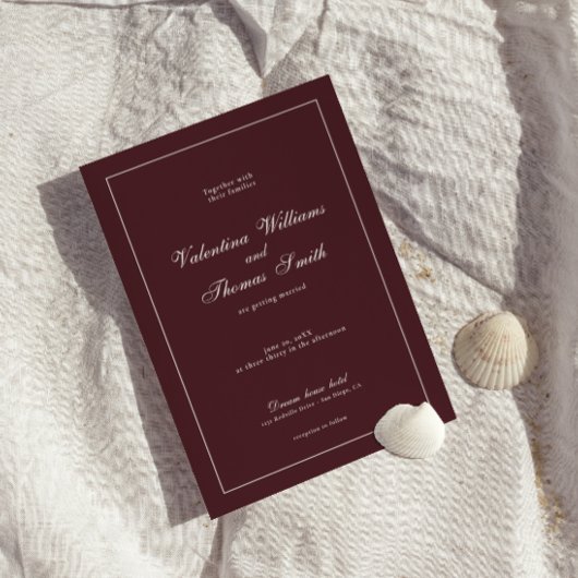 Modern Burgundy Wedding Invitation Einladung