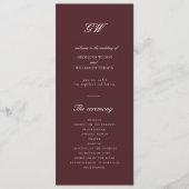 Modern Burgundy Wedding Program Programm (Vorderseite)
