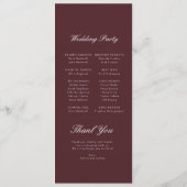 Modern Burgundy Wedding Program Programm (Rückseite)