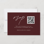 Modern Burgundy Wedding RSVP Card with QR Code (Vorderseite)