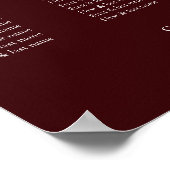 Modern Burgundy Wedding Seating Chart Poster (Ecke)