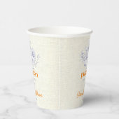 Modern Burlap Blue Orange Pumpkin Baby Shower Pappbecher (Rechts)