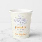 Modern Burlap Blue Orange Pumpkin Baby Shower Pappbecher (Vorderseite)
