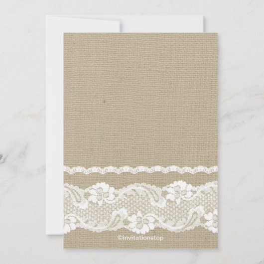 Modern Burlap & Lace Baby Dusche Einladung (Rückseite)