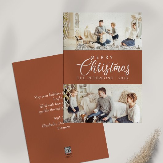 Modern Burnt Orange Foto Collage Weihnachten