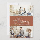 Modern Burnt Orange Foto Collage Weihnachten (Vorderseite)