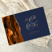 Modern Burnt Orange Gold Agate Navy Blau Gästebuch
