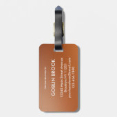 Modern Burnt Orange Metallic Monogram Brushed Gepäckanhänger (Rückseite vertikal)