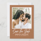 Modern Burnt Orange QR Code Save the Date Hochzeit Einladung (Vorderseite)
