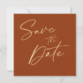 Modern Burnt Orange Save the Date Einladung (Vorderseite)