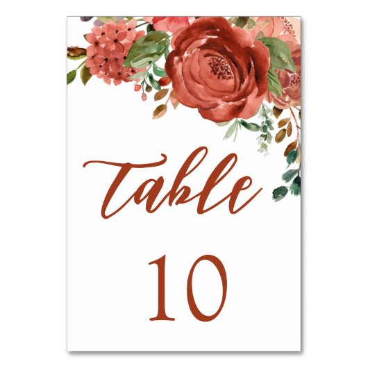 Modern Burnt Orange Terracotta auf dem Monte Tamar Tischnummer (Vorderseite)