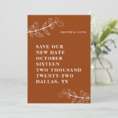 Modern Burnt Orange Terracotta Save the Date Einladung (Stehend Vorderseite)
