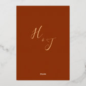 Modern Burnt Orange Terracotta Save the Date Folieneinladung (Rückseite)