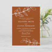 Modern Burnt Orange Terracotta Wedding Einladung (Stehend Vorderseite)