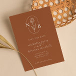 Modern Burnt Orange Wedding Monogram Minimalistisc Save The Date<br><div class="desc">Modernes Burnt Orange Wedding Monogram Minimalistisches Budget Save the Date</div>