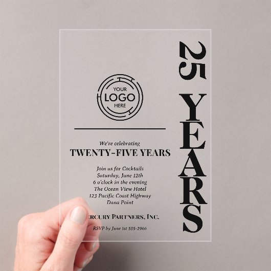 Modern Business 25th Anniversary Logo Acryleinladungen (Insitu (Handheld))