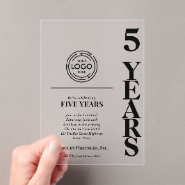 Modern Business 5 Year Anniversary Logo Acryleinladungen