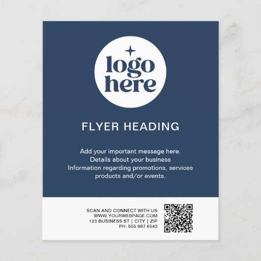 Modern Business Blue Custom Logo QR Code Business Flyer (Vorne)