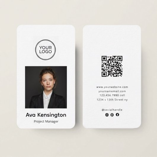 Modern Business Card with Photo & Logo Custom Visitenkarte