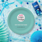 Modern Business Custom Logo Fresh Mint Green Pappteller (Party)