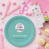 Modern Business Custom Logo Fresh Mint Green Pappteller (Party)