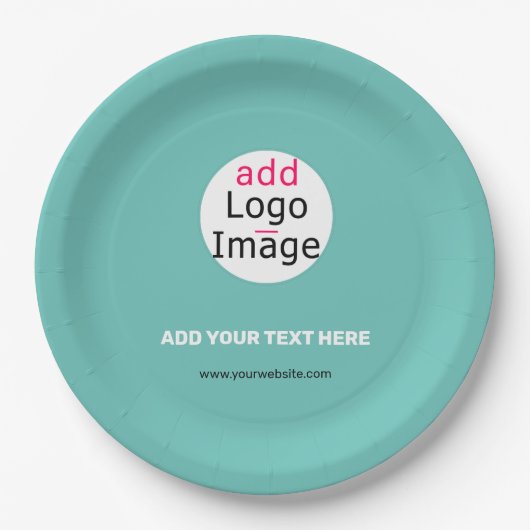 Modern Business Custom Logo Fresh Mint Green Pappteller (Vorderseite)