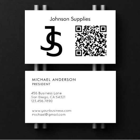 Modern Business Custom Monogram Logo und QR Code Visitenkarte