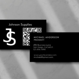 Modern Business Custom Monogram Logo und QR Code Visitenkarte