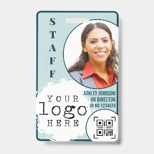 Modern Business Employee Photo Name Card QR code Ausweis
