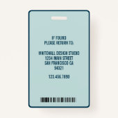 Modern Business Employee Photo Name Card QR code Ausweis (Rückseite)