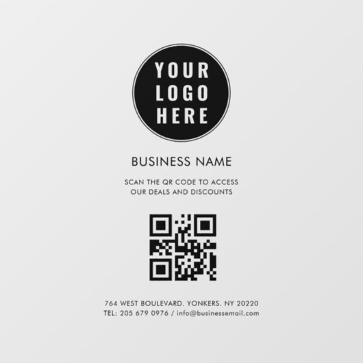 Modern Business Logo and QR Code Custom Fensteraufkleber (Blatt)