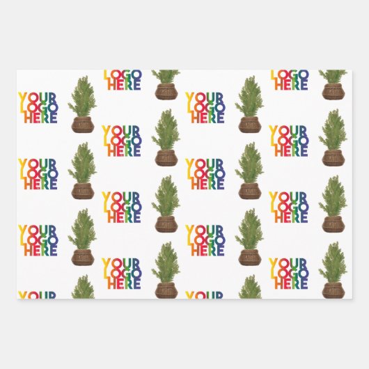 Modern Business Logo Christmas Tree Holiday Geschenkpapier Set (Vorderseite)