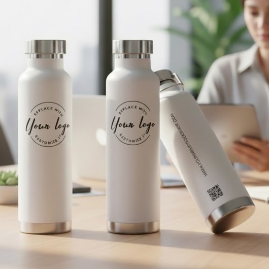 Modern Business logo Custom QR code website Trinkflasche