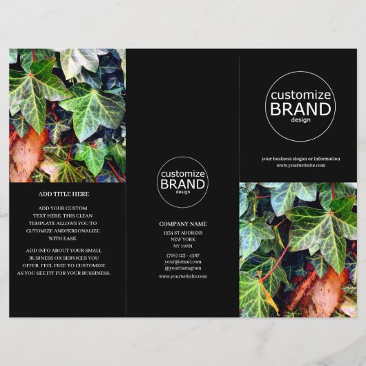 Modern Business Logo Foto Trifold Black Broschüre (Vorderseite)