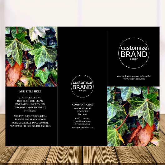 Modern Business Logo Foto Trifold Black Broschüre