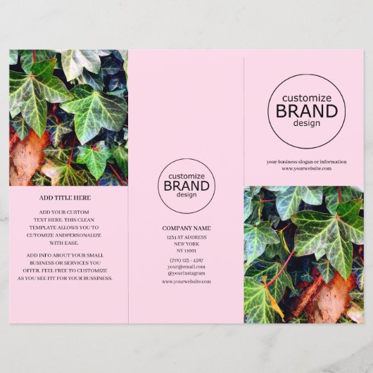 Modern Business Logo Foto Trifold Pink Broschüre (Vorderseite)