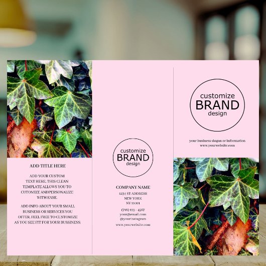 Modern Business Logo Foto Trifold Pink Broschüre