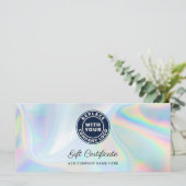 Modern Business Logo Holographic Gift Certificate (Stehend Vorderseite)