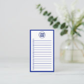 Modern Business Logo Navy Blue To Do List Visitenkarte (Stehend Vorderseite)