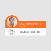 Modern Business Logo Orange Photo Magnetic Namensschild (Vorderseite)