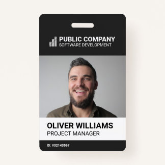 Modern Business Logo Photo Employee ID Badge Ausweis