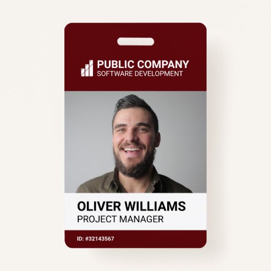 Modern Business Logo Photo Employee ID Badge Ausweis (Vorderseite)