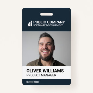 Modern Business Logo Photo Employee ID Badge Ausweis